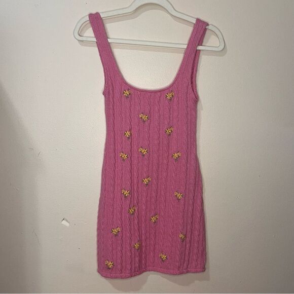 ZARA Floral Embroidery Cable Knit Dress Blogger Favorite Size S - Picture 3 of 7